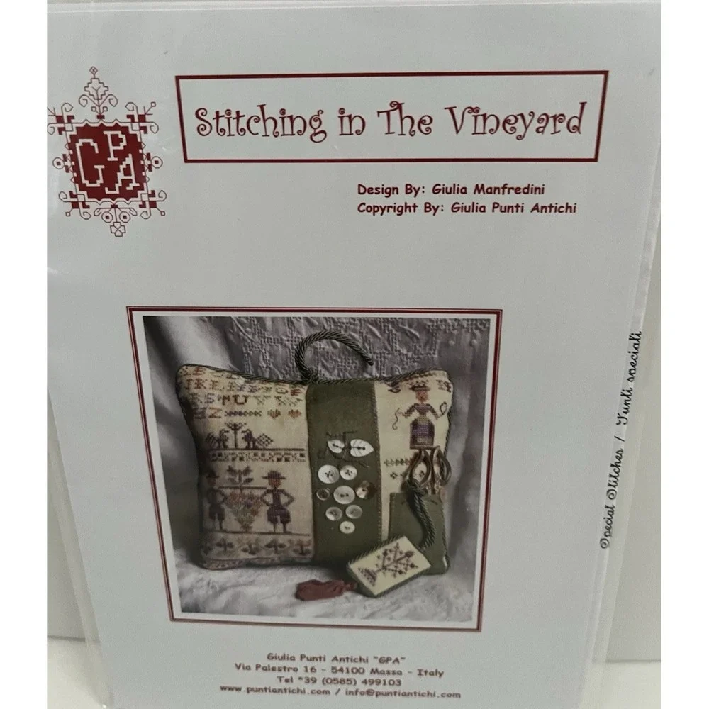 Giulia Punti Antichi GPA Stitching In The Vineyard Pillow Instructions Romy's